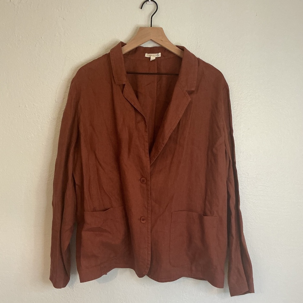 Eileen Fisher Women's Organic Linen Blazer Jacket Rust Orange size XL - Picture 3 of 9
